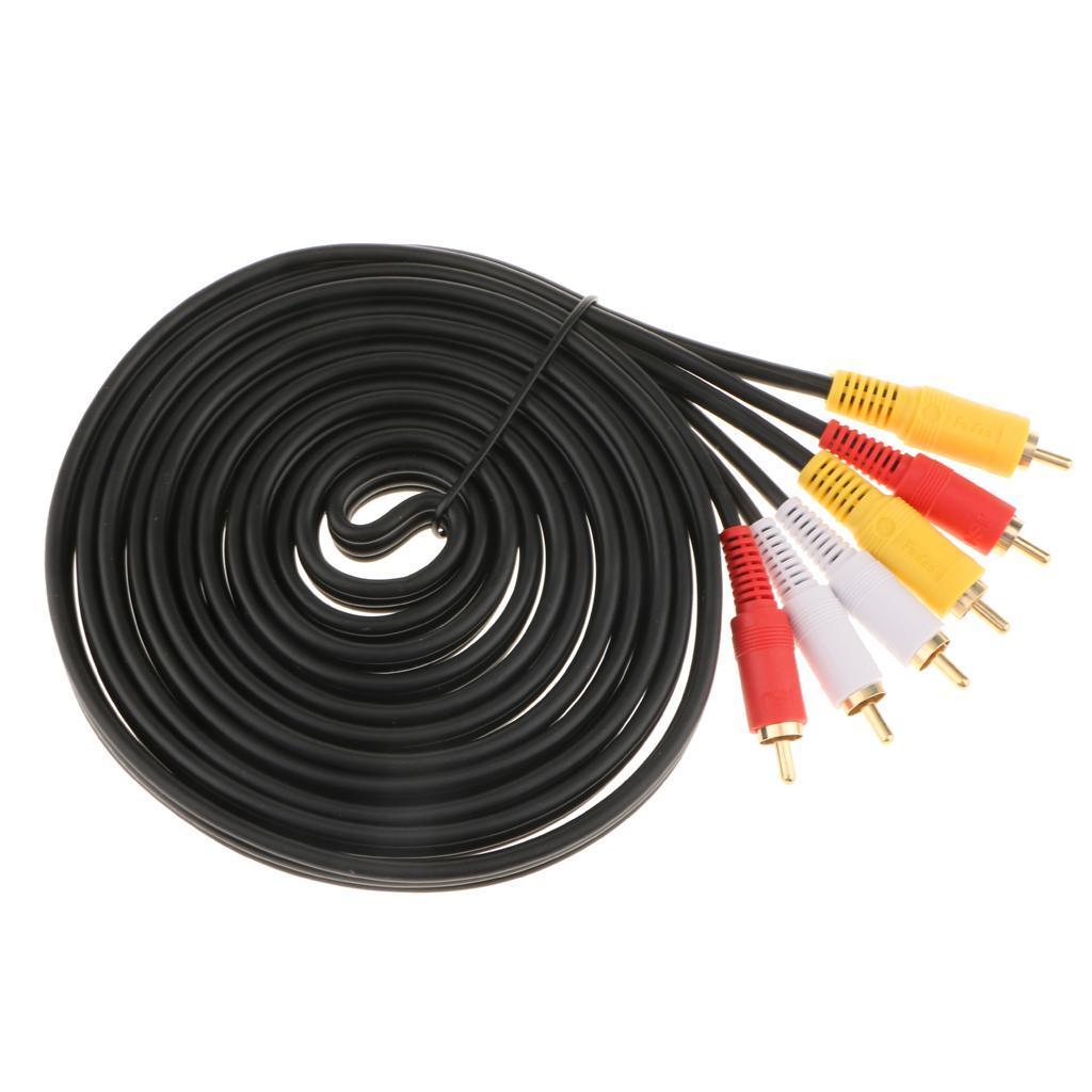 RCA Audio Video AV Cable Cord Line 3 Male to 3 Male Gold Plated