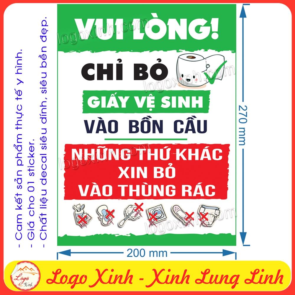 LOGO STICKER TEM DÁN YÊU CẦU BỎ GIẤY VỆ SINH VÀO BỒN CẦU SAU KHI SỬ DỤNG, GIỮ SẠCH NHÀ VỆ SINH TOILET, KEEP TOILET CLEAN