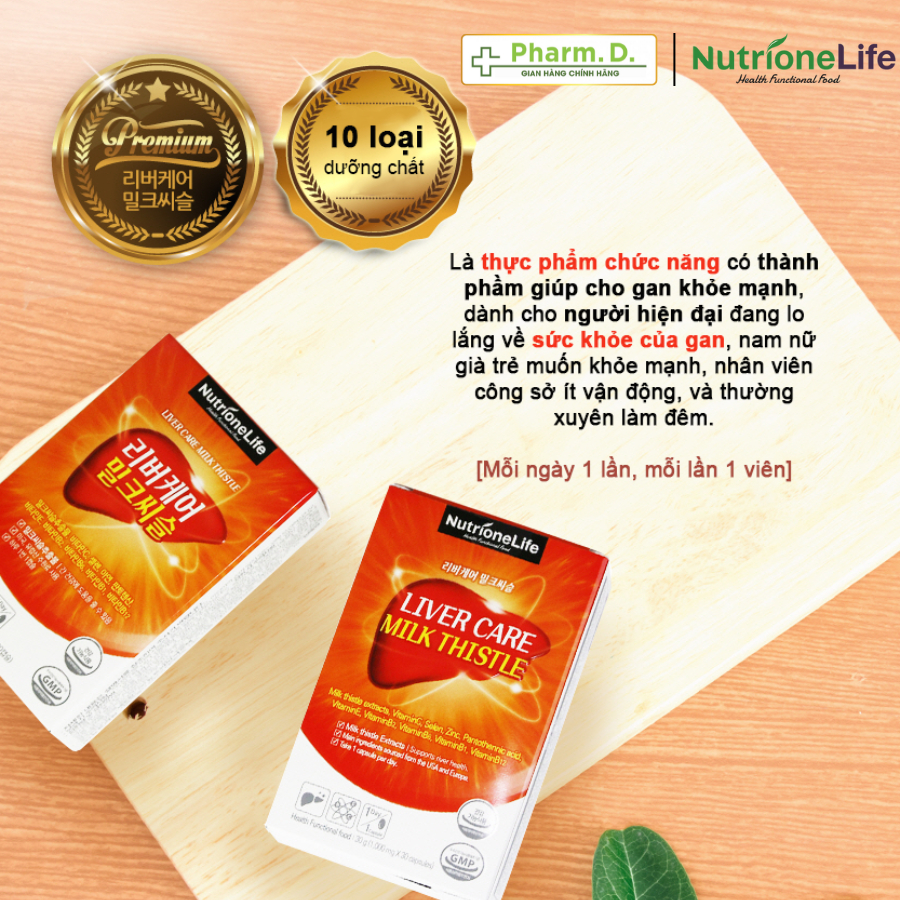 Viên Uống Bổ Gan Hỗ Trợ Giải Độc Gan Tăng Cường Chức Năng Gan NUTRIONELIFE Liver Care Milk Thistle