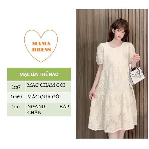 Đầm bầu váy bầu thời trang MAMADRESS chất ren mềm 2 lớp thiết kế FREESIZE 45-70kg mặc đi làm đi tiệc sang trọng V71