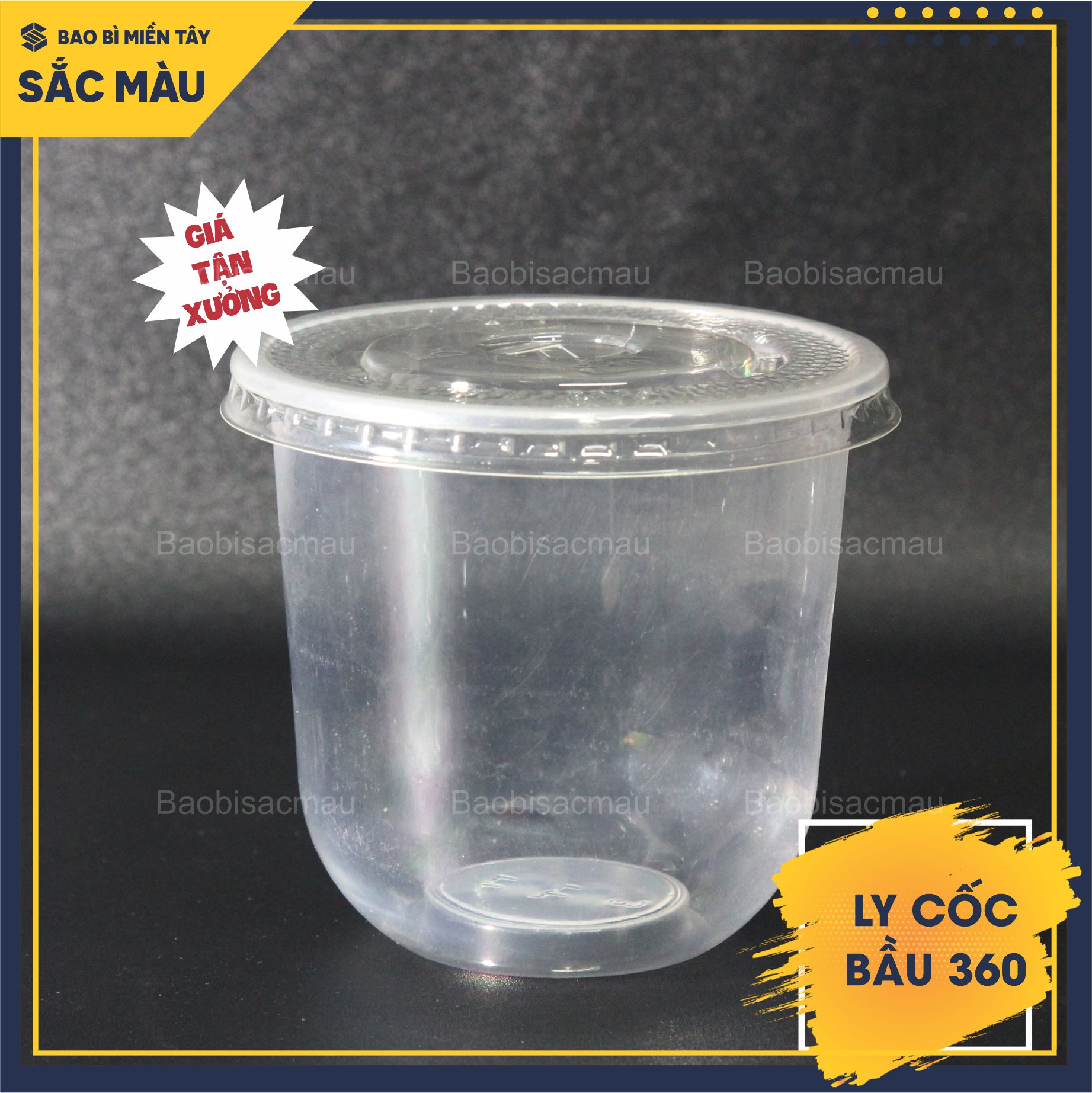 Sỉ 50 cốc nhựa/ ly nhựa đáy bầu 360 kèm nắp
