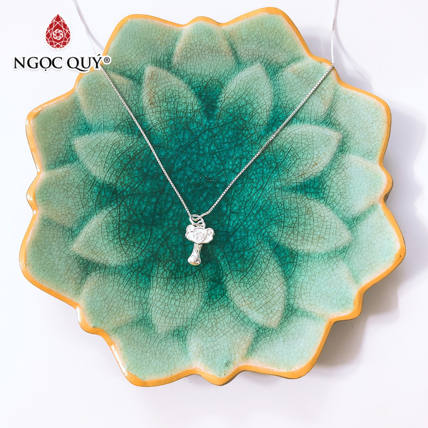 Dây chuyền bạc mặt ruyi gậy như ý treo - Ngọc Quý Gemstones