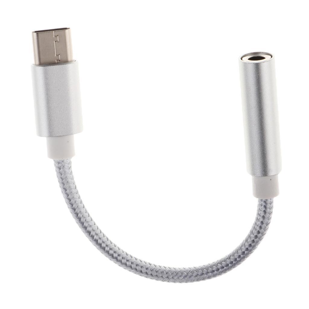 3x USB-C Type C To 3.5 mm Adapter Earphone Audio Cable Silver