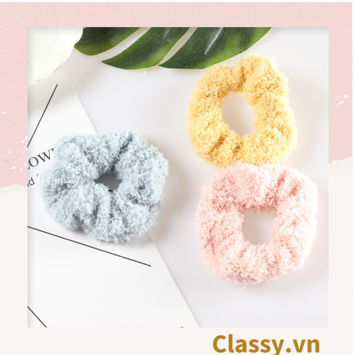 Dây cột tóc vải Scrunchies lông cừu bền chắc PK219