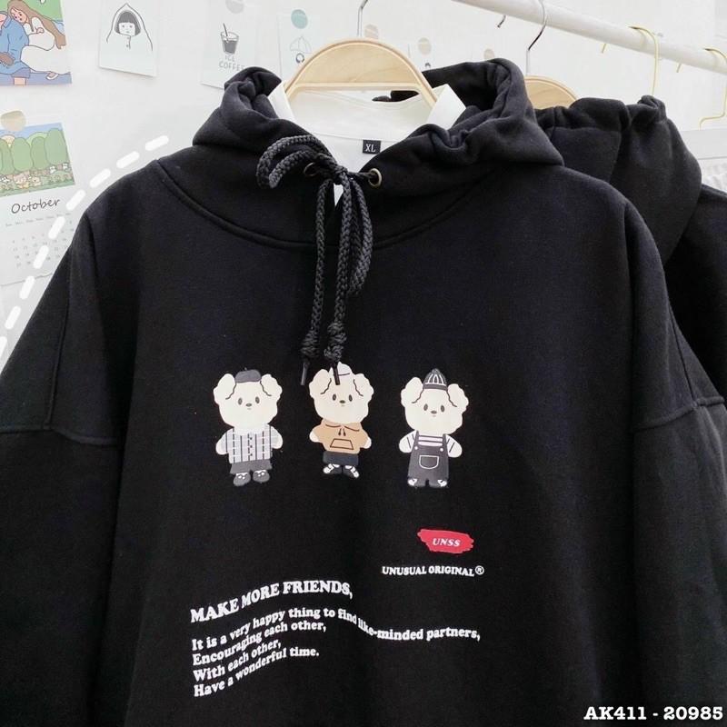 Áo Khoác Hoodie Nam Nữ Nỉ Bông Tay Phồng Cánh Dơi Hàng UNISEX Áo Hoodie Nỉ Sweater Nam Nữ in 3 GẤU