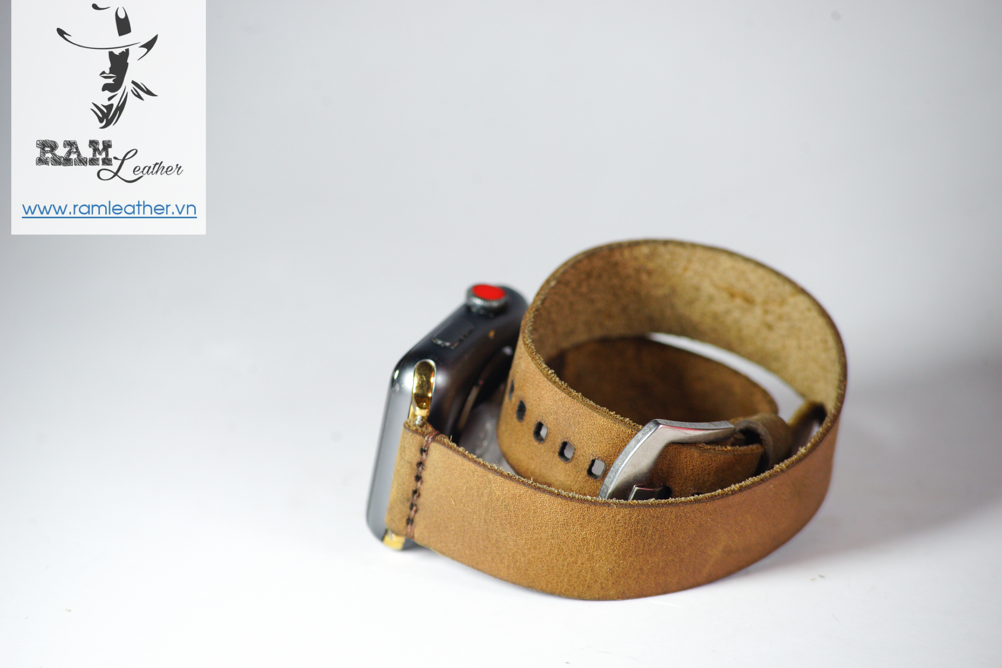 DÂY ĐỒNG HỒ DOUBLESTRAP DA BÒ NÂU ĐẤT HANDMADE - ĐỦ SIZE