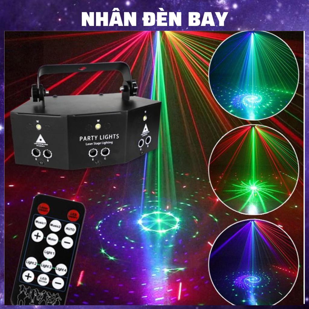 Đèn Laser Mini 9 Mắt Chiếu Hiệu Ứng Laze 3D Cảm Biến Nhạc Dùng Cho Phòng Bay, Karaoke, Bar