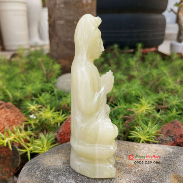 Tượng Phật quan âm đá ngọc Pakistan 12cm - đá Non Nước