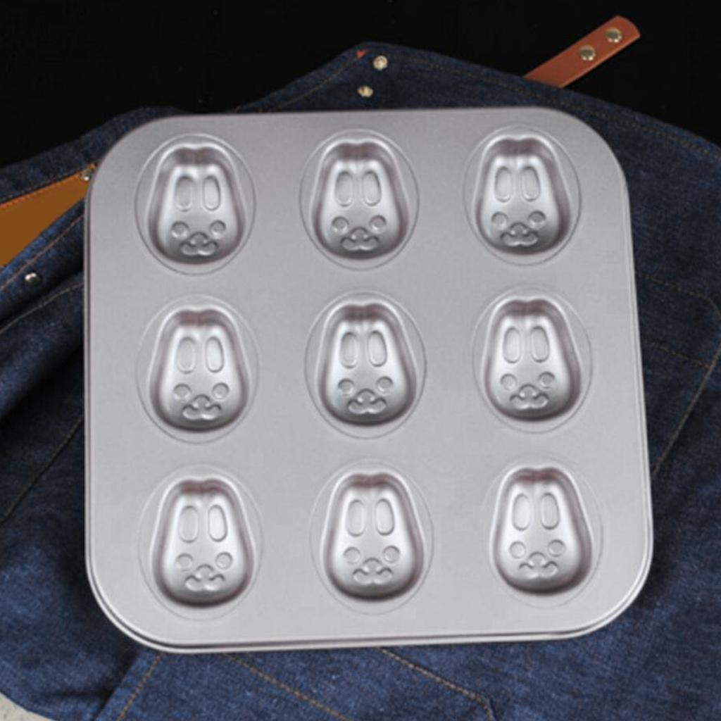 Mold Cake Pan Cupcake Cake Muffin Bakeware for Oven Baking 9 Holes-Rabbits