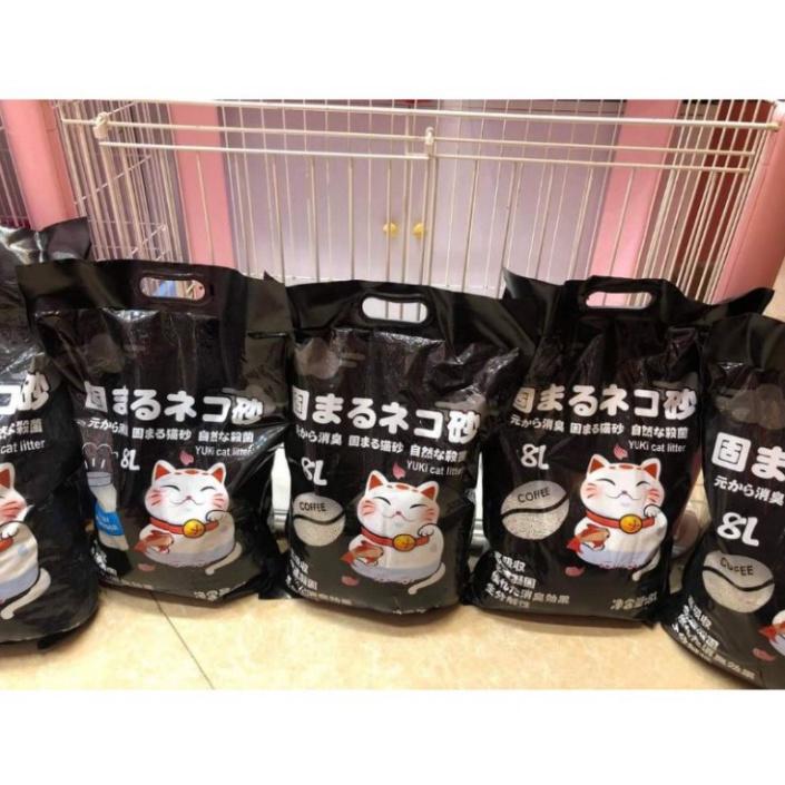 Cát Vệ Sinh Cát Đất Sét Nhật Đen Yuki Cat Litter - 8L - cát mèo