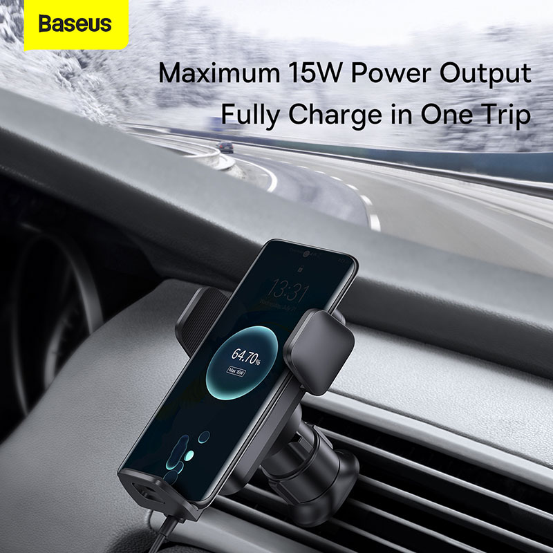 Bộ Đế Giữ Điện Thoại Baseus Wisdom Auto Alignment Car Mount Wireless Charger（QI 15W) - Hàng chính hãng