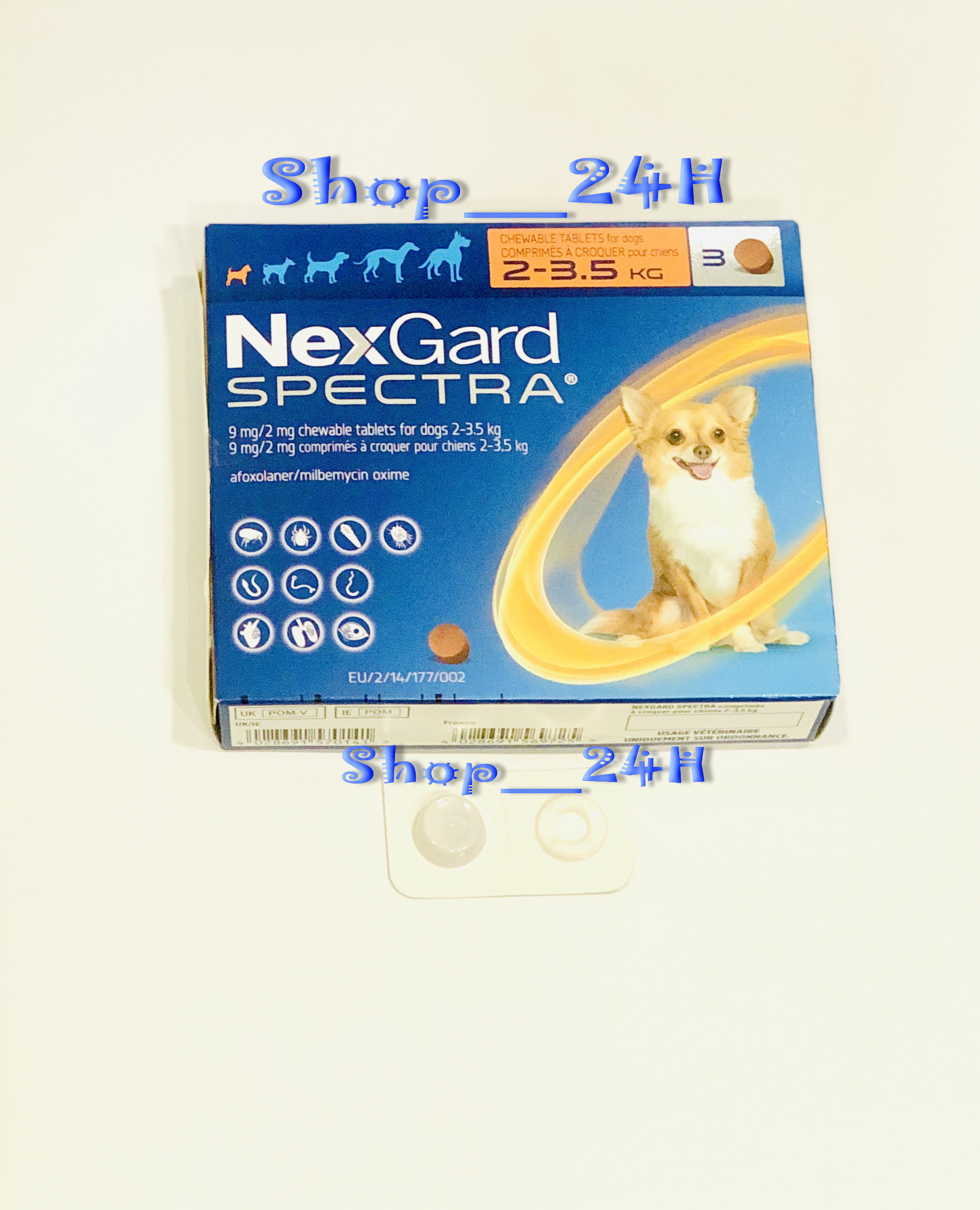 1 viên NexGard Spectra trị giun, ghẻ, viêm da, ve rận (chó 2 - 3,5kg)