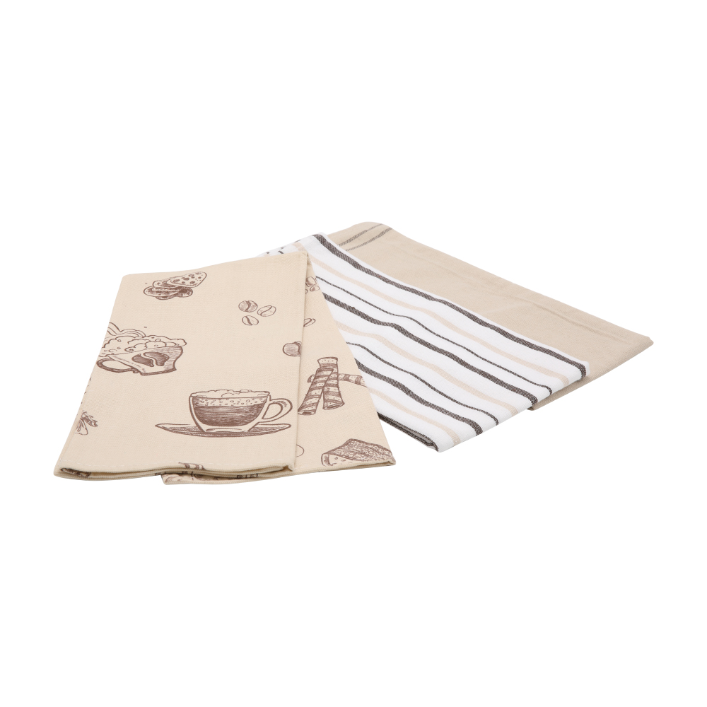 Combo 3 khăn bếp CAFFINA vải cotton mềm mịn thấm hút tốt, màu trắng và nâu trang nhã, size 40x65cm | Index Living Mall - Phân phối độc quyền tại Việt Nam