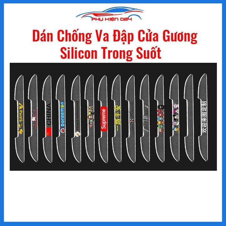 Bộ 4 miếng Silicon trong suốt dán chống xước cánh cửa tay nắm gương ô tô xe hơi
