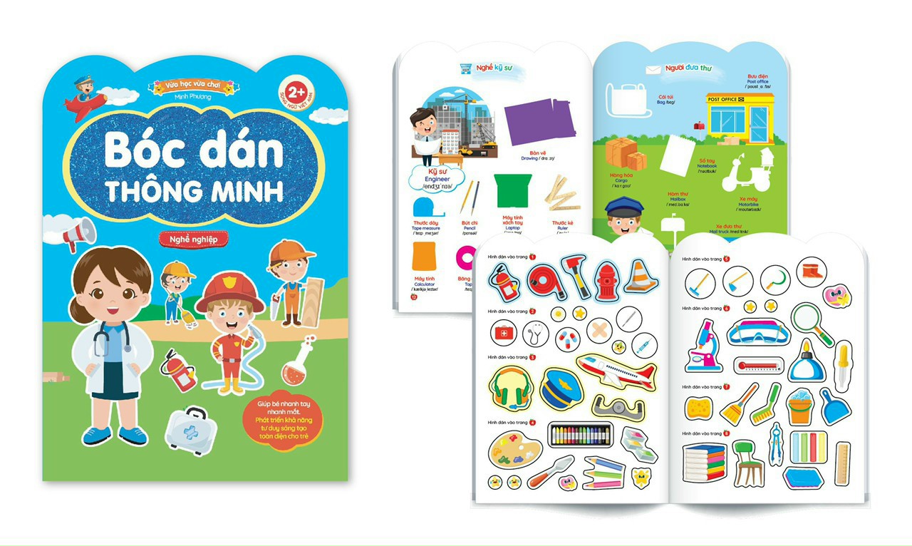 Bộ Sticker 6 cuốn - Bóc dán thông minh song ngữ Anh Việt (cho bé 2 - 6 tuổi)