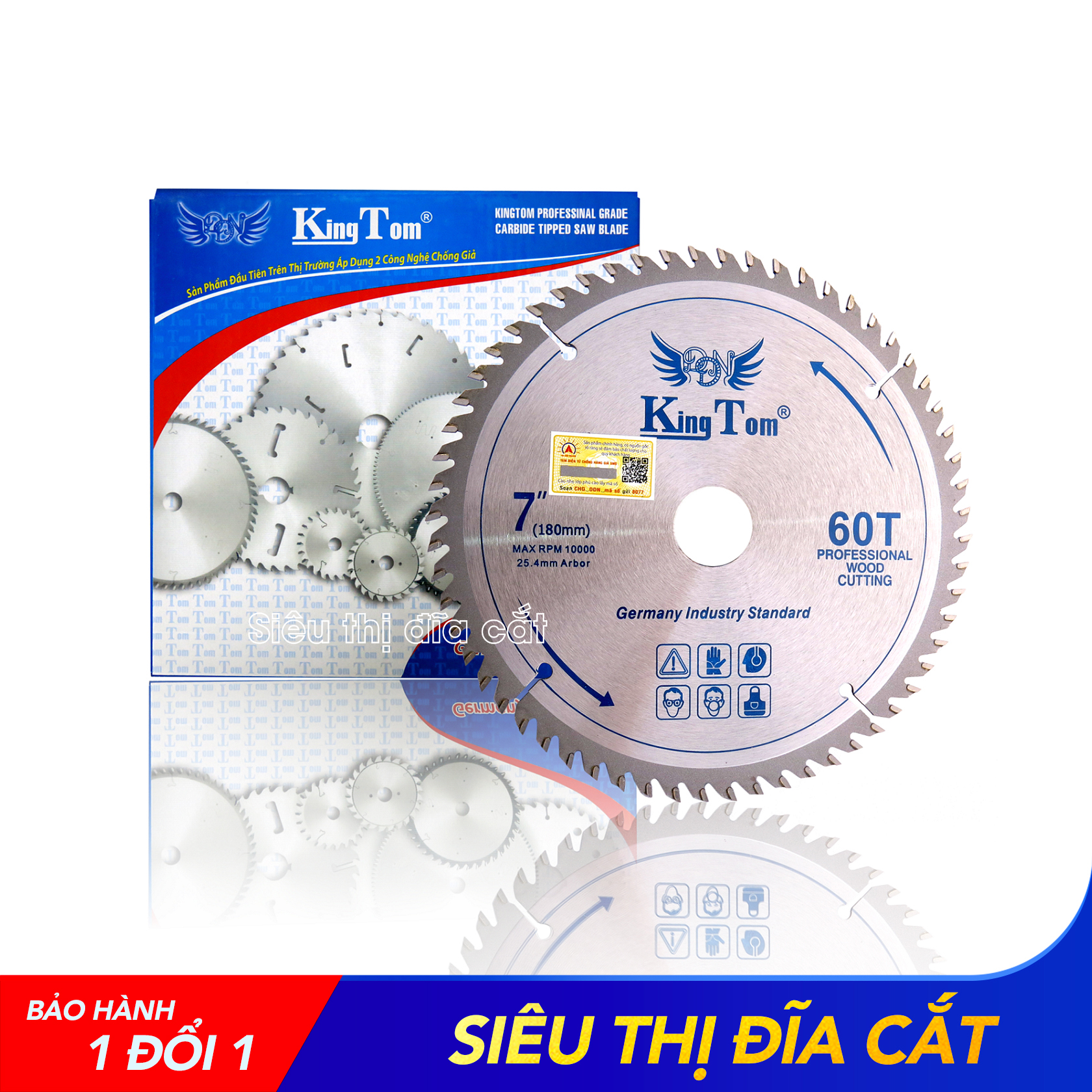 Lưỡi Cưa - Lưỡi Cắt Gỗ Cao Cấp 180-60 Răng KingTom - Chuyên Gỗ Cứng, Gỗ Có Đinh