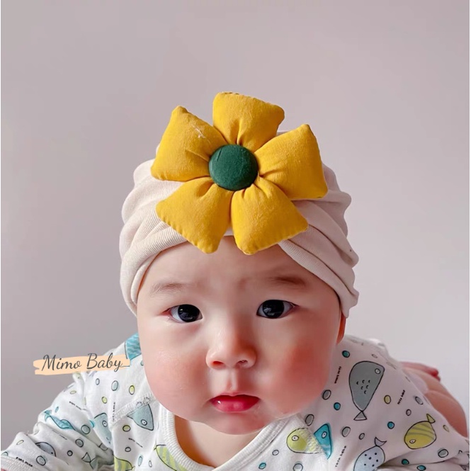 Mũ turban đính hoa phồng siêu xinh cho bé gái 6-24m MTB92 Mimo Baby