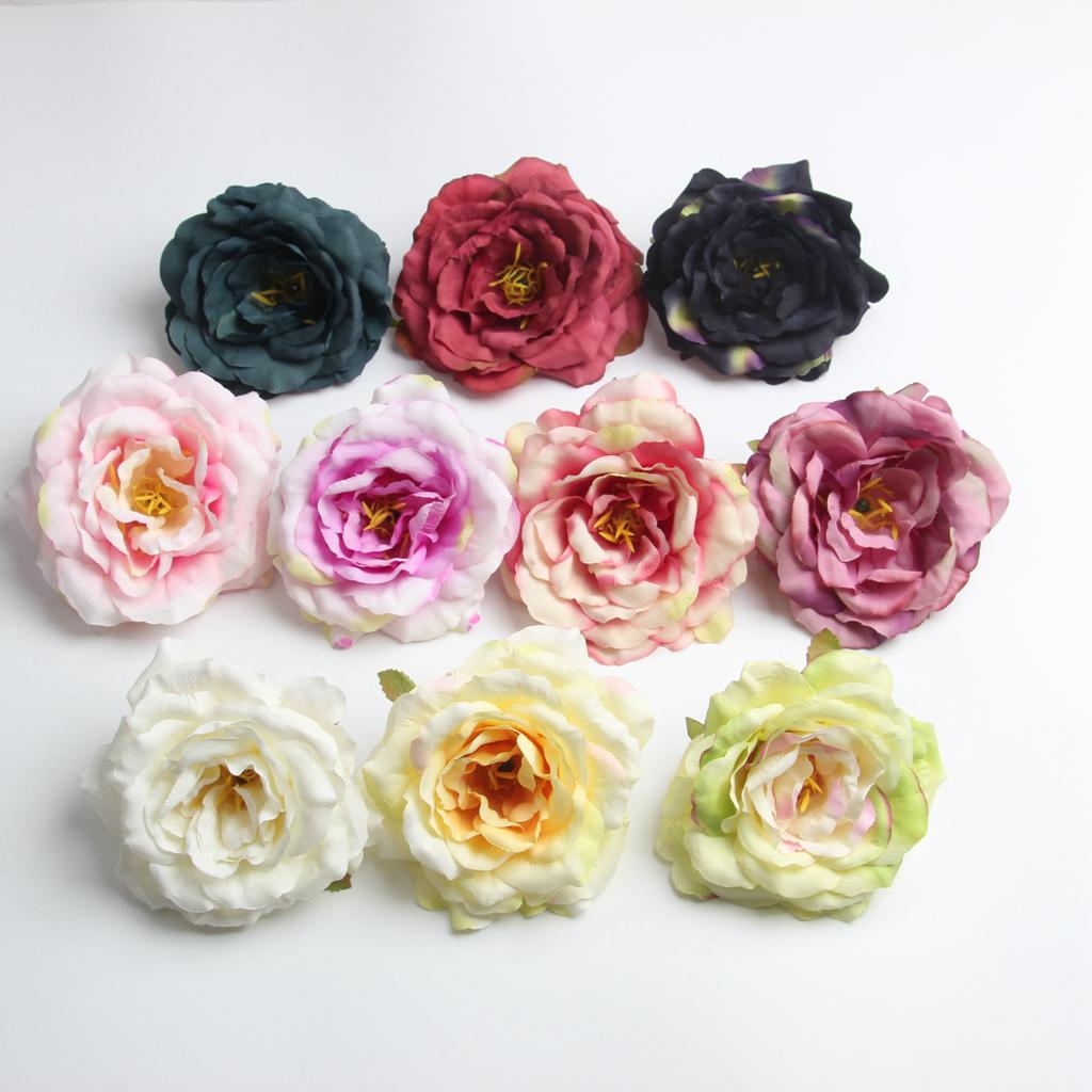 10 Pieces Artificial Peony Silk Flower Head DIY Accessories