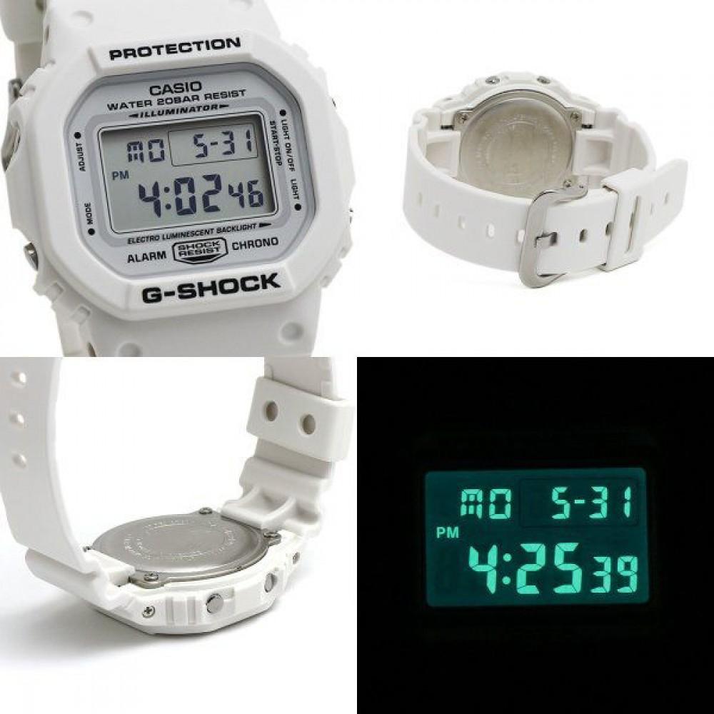 Đồng Hồ Nam Casio G-Shock DW-5600MW-7DR Dây Nhựa Trắng - Mặt Vuông Cổ Điển - Chống N