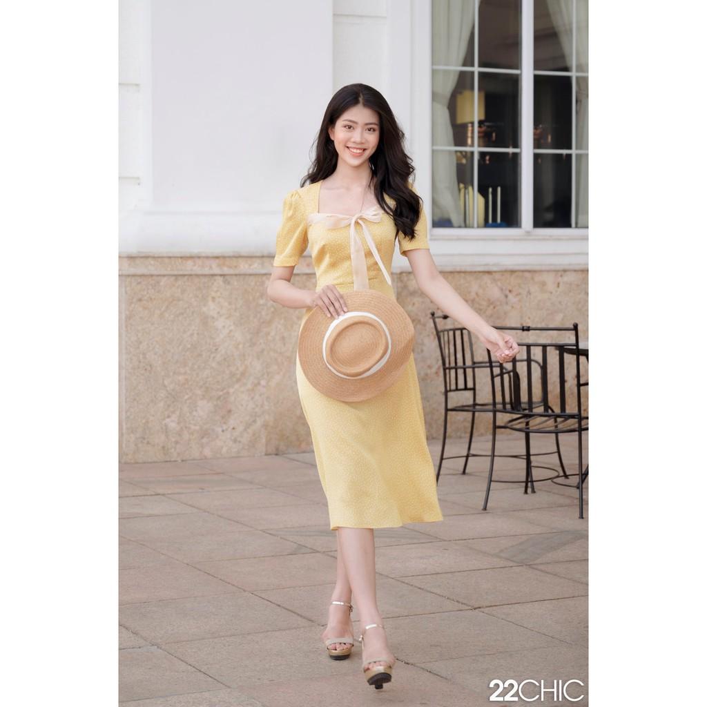 Váy vàng thắt nơ sang chảnh Aurora Dress - 22CHIC