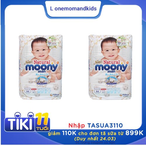 [COMBO 2 BỊCH] Bỉm quần Moony natural M 46