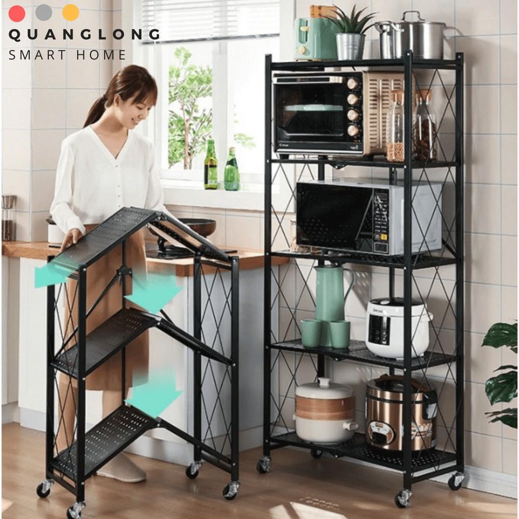 Kệ để đồ đa năng kệ gấp gọn 3/4/5 tầng cho nhà bếp, phòng ăn, phòng tắm