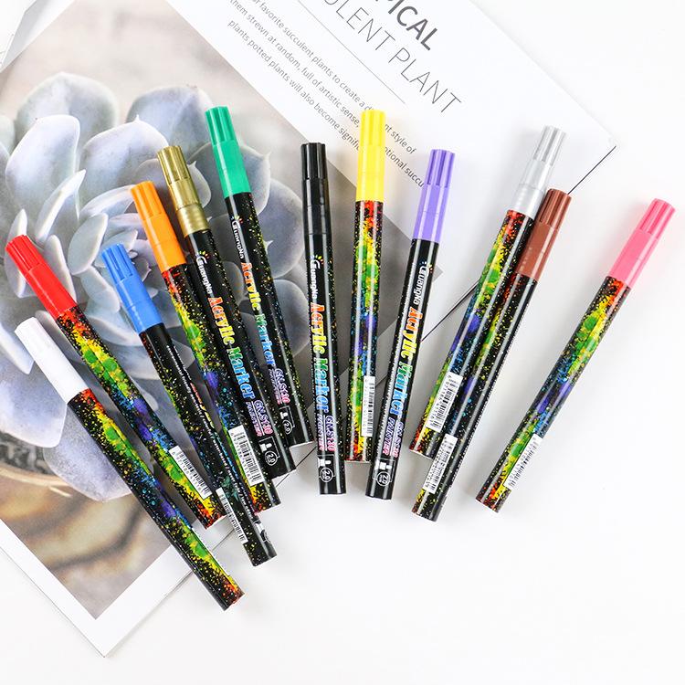 Sơn Acrylic Bút, Bút Sơn, 12 Màu Sơn Vĩnh Viễn Bút Đánh Dấu Cho Đá, Gốm Sứ, Thủy Tinh, Gỗ, Vải Bố