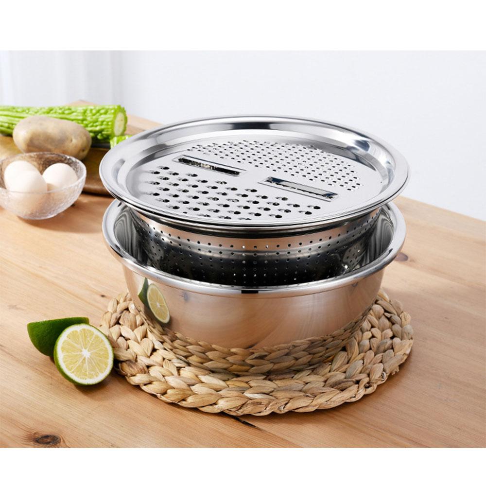 3 Đa Năng Nhà Bếp Bằng Thép Không Gỉ Graters Dụng Cụ Thái Lát Rau Củ Rau Củ Quả Thoát Rổ Bộ Thoát Nước Lưu Vực Cho Trái Cây