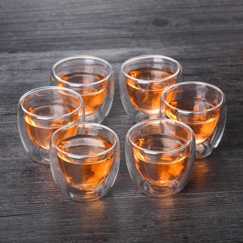 Cốc trà 2 lớp 80ml thủy tinh chịu nhiệt k chì cao cấp xuất khẩu Borosilicate, chịu nhiệt 150 độ C k nứt vỡ