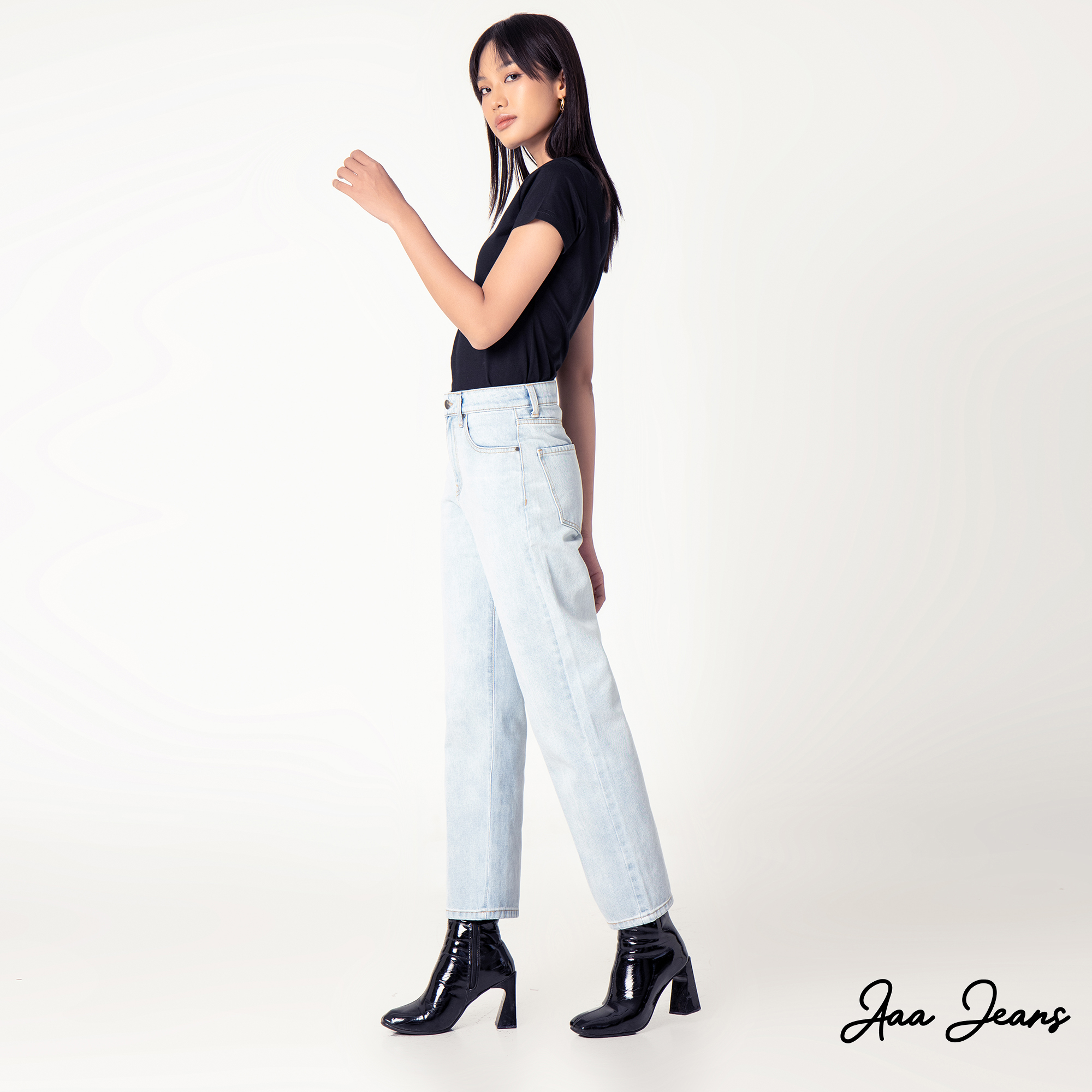 Quần Jean Ống Rộng Nữ Lưng Cao Alice Blue Aaa Jeans