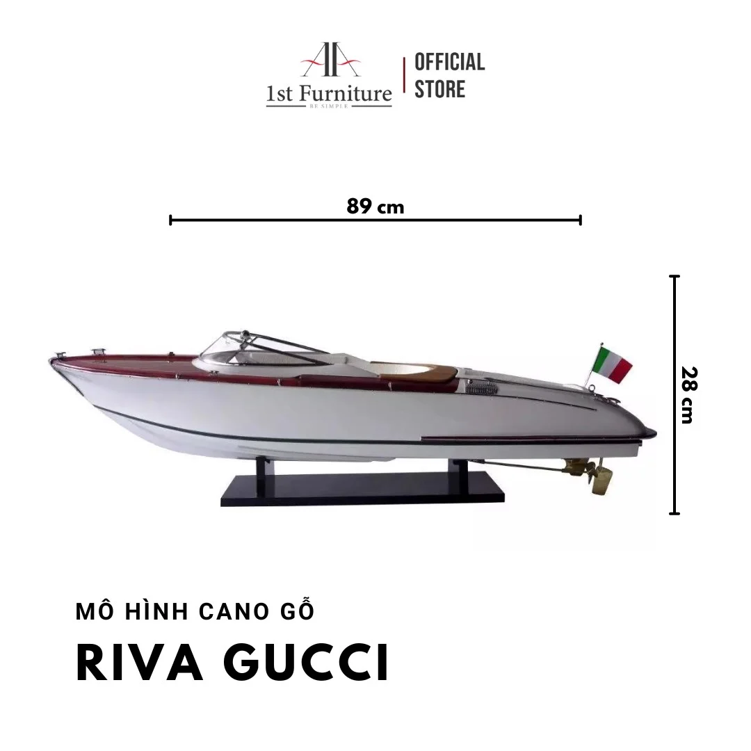 Mô hình cano  RIVA GUCCI cao cấp, mô hình gỗ tự nhiên, làm quà tặng sang trọng 1st FURNITURE