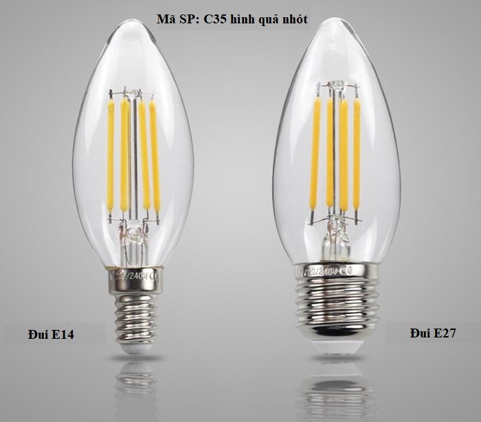 Bộ 5 bóng đèn Led Edison C35 4W hình quả nhót đui E27