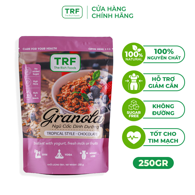 Hình ảnh Ngũ cốc Granola Giảm Cân Healthy Ăn kiêng The Rich Foods Socola 250g