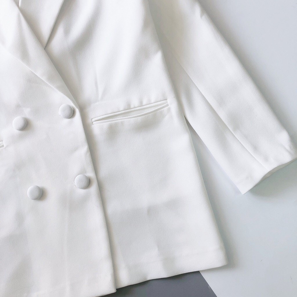 Áo blazer nữ dáng dài Eva Design, áo khoác vest nữ công sở dài tay form rộng phong cách Hàn Quốc