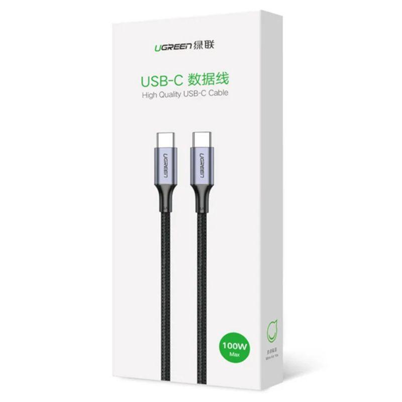 Ugreen 90120 3M 100W PD màu đen cáp USB 2 đầu type C dây bện dù đầu bọc nhôm Ugreen us316 - Hàng Chính Hãng