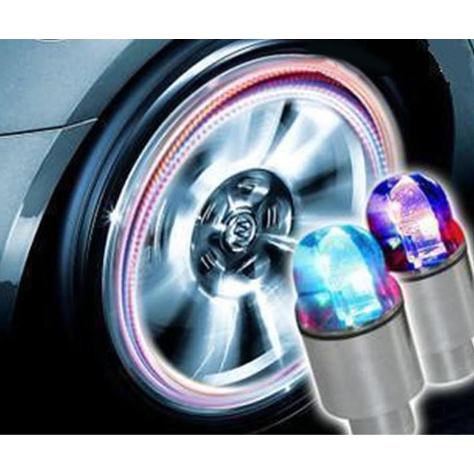 2X Motorcycles Wheel Tire Valve Stem Cap Neon LED Flash Light Spoke Lamp