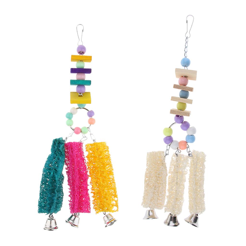 Bird Parrot Toys Pet Cage Hammock Swing Hanging Toy for Pigeon wood