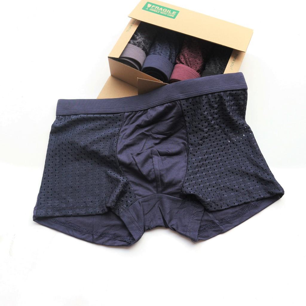 (Có size lớn) Hộp 4 quần lót boxer nam William WS60 - Quần sịp đùi lưới thông hơi thoáng mát