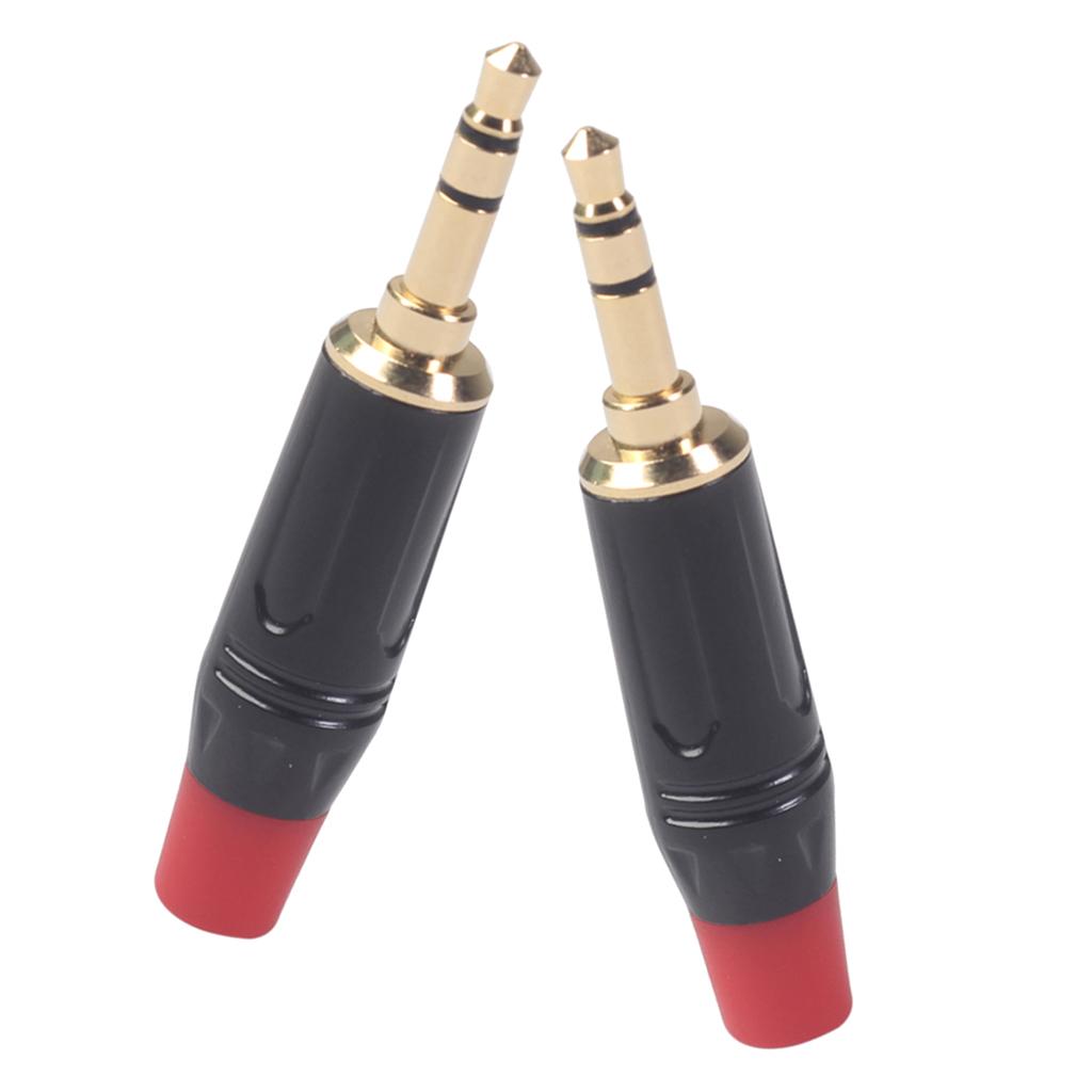 2Pcs Alloy 3.5mm Gold Plated Plug Connector Audio Stereo For Cable DIY Accs