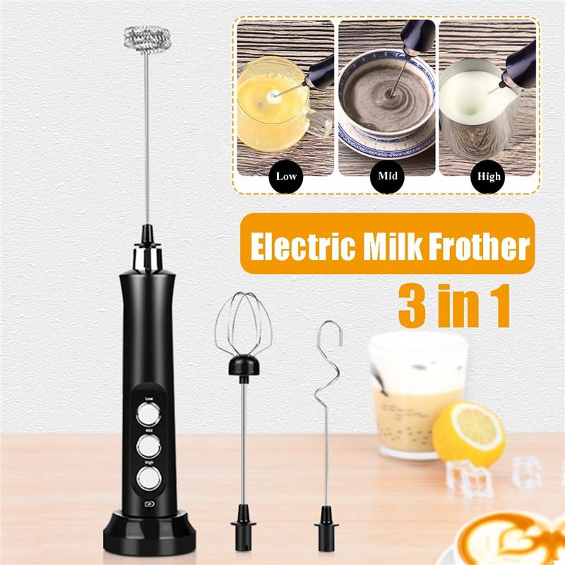 Điện Sữa Rửa Mặt Foamer Phối Đánh Be Khuấy 3 Tốc Độ Cà Phê Sữa Drink Frother USB Sạc Thực Phẩm Cầm Tay Máy Xay Đánh Trứng