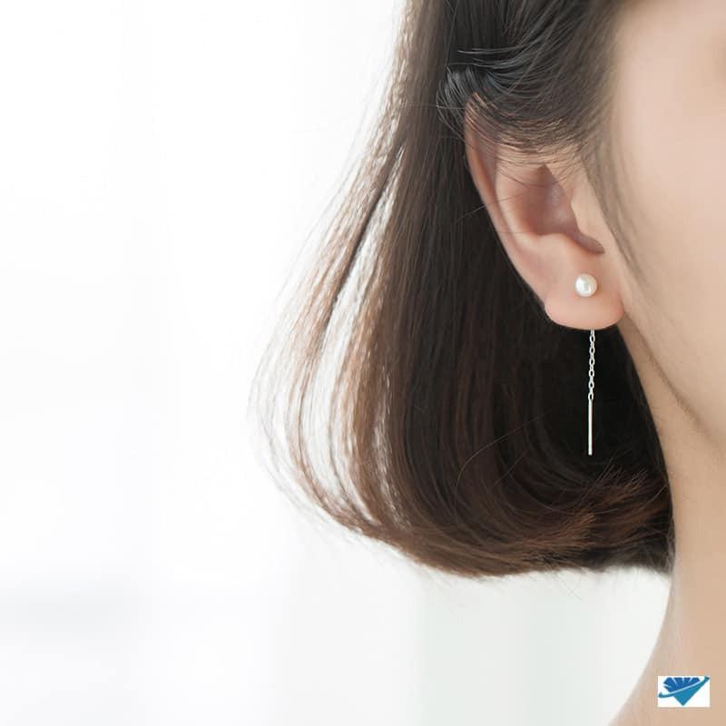 Bông tai bạc hình nơ gắn trai chất liệu bạc s925 MS065t