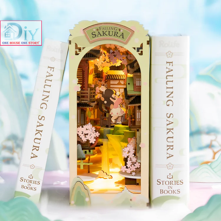 Mô hình Book nook DIY Rolife Falling Sakura TGB05 tự lắp ráp bằng gỗ - Quà tặng DIY trang trí sáng tạo cho bạn trai bạn gái