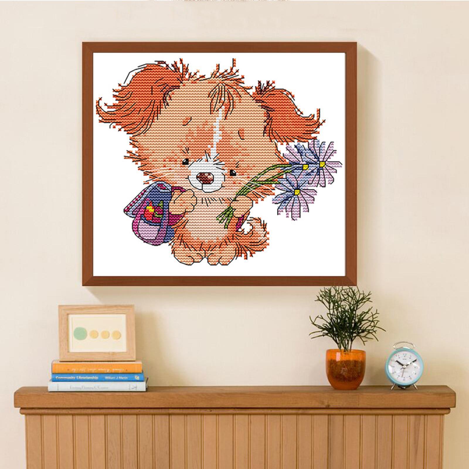 Cross Stitch Cute Puppy Embroidery Needlepoint Crafts for Adult Kid