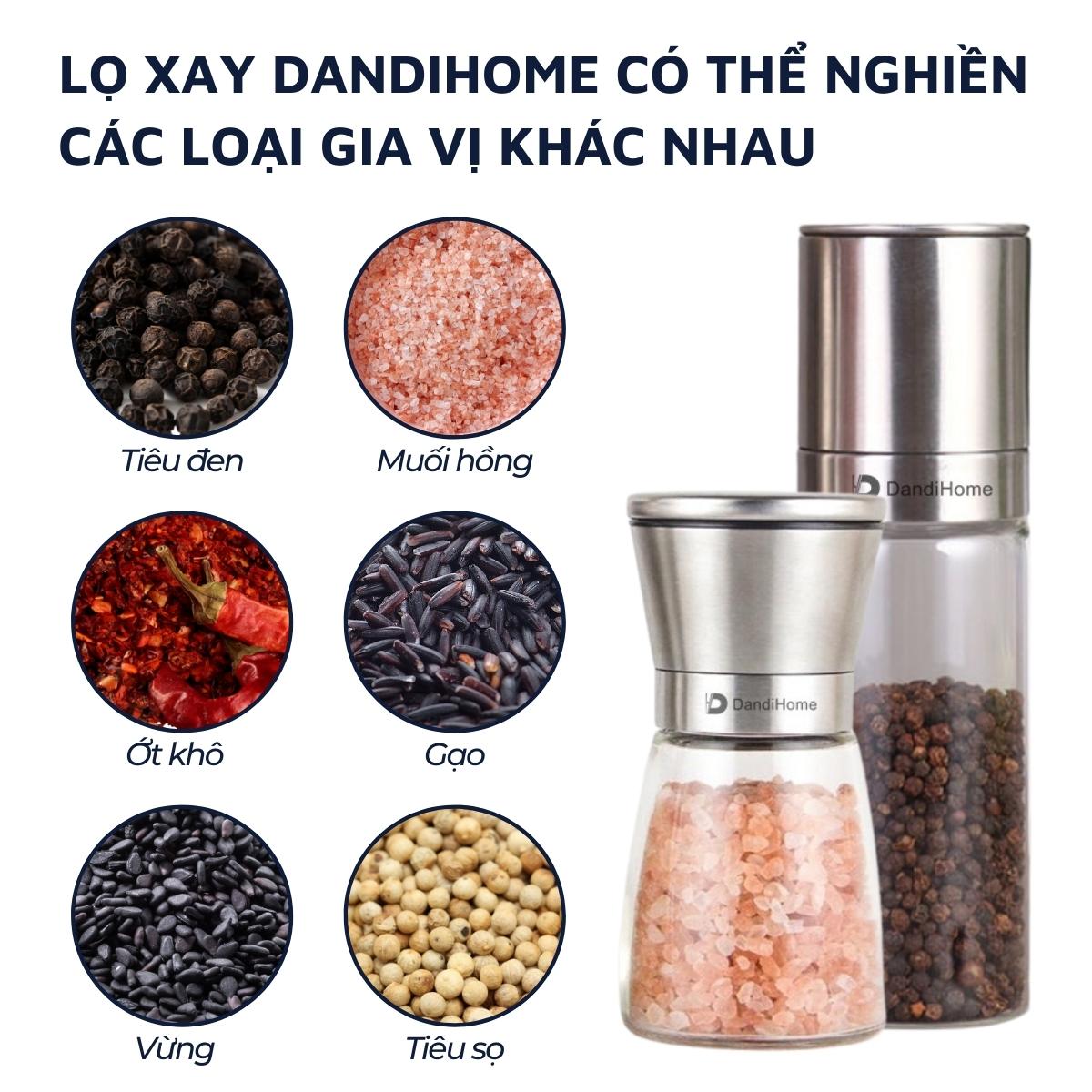 Lọ xay tiêu Inox 304 DandiHome cao cấp