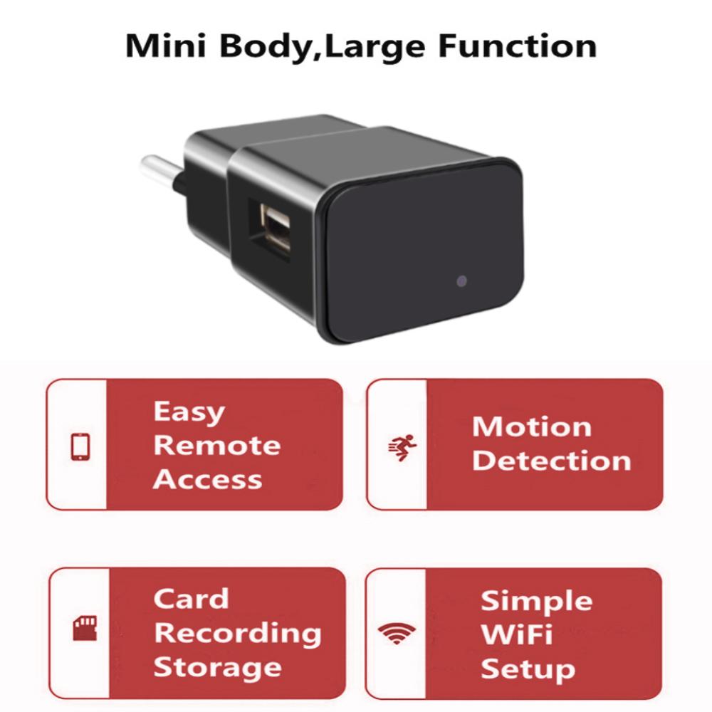 Camera giám sát USB Ổ cắm máy ảnh mini 1080P có Wifi Máy quay phim an ninh hành động Máy ghi hình Di động không dây TF ẩn Màu sắc: Phích cắm EU