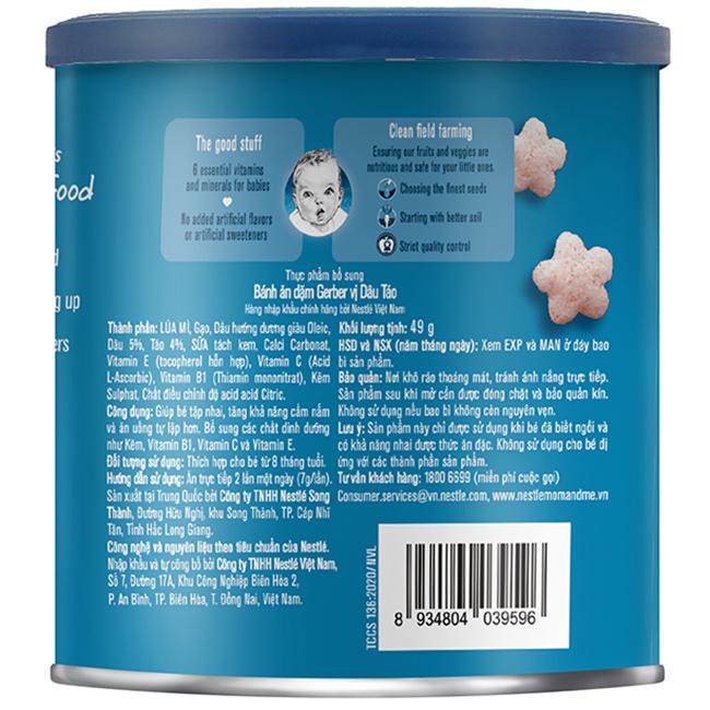 Bánh Ăn Dặm Gerber Puffs Dâu Táo 49g