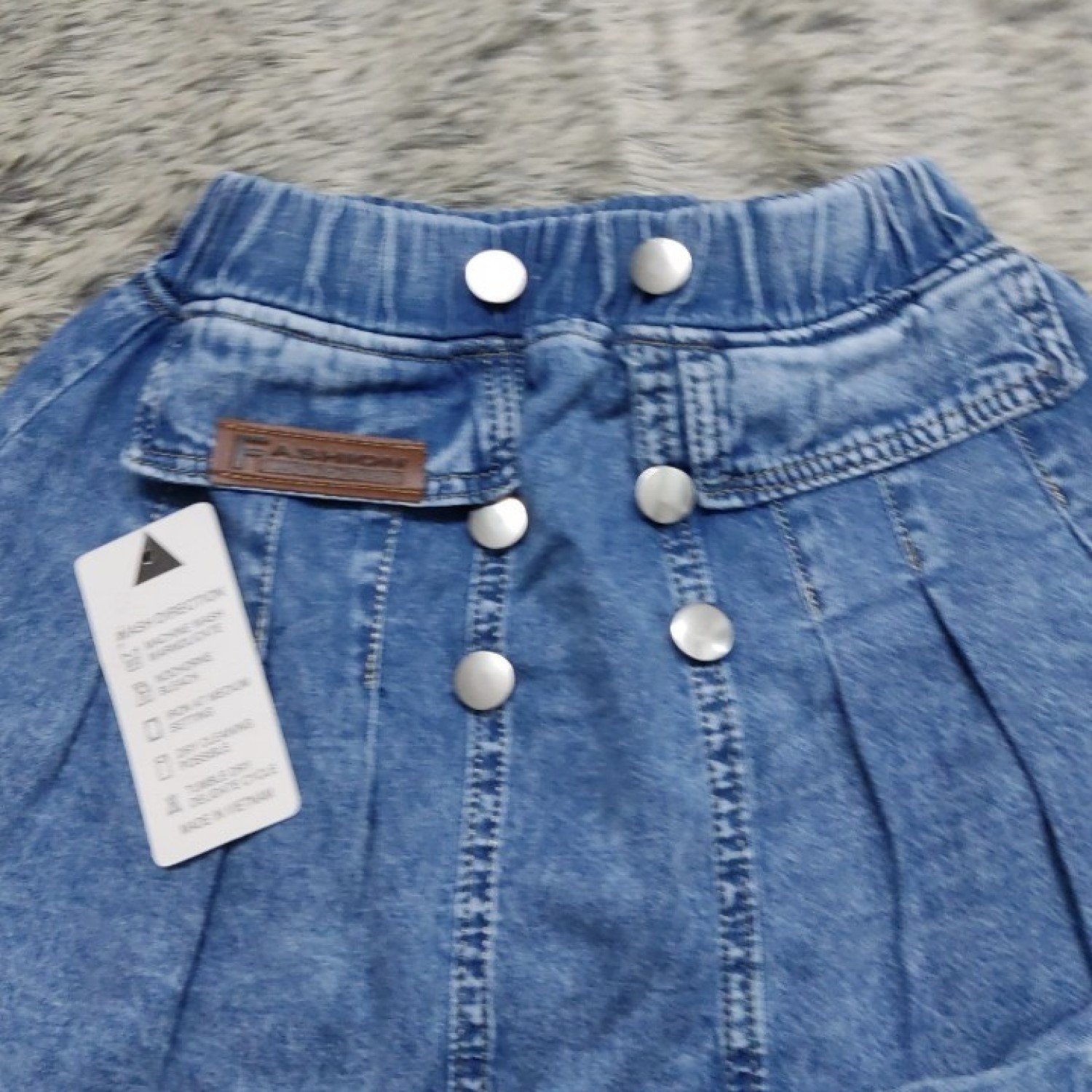 Q00000323 Váy jean xanh wax nhẹ, dáng xoè, xếp ly, có chíp rất xinh cho bé gái