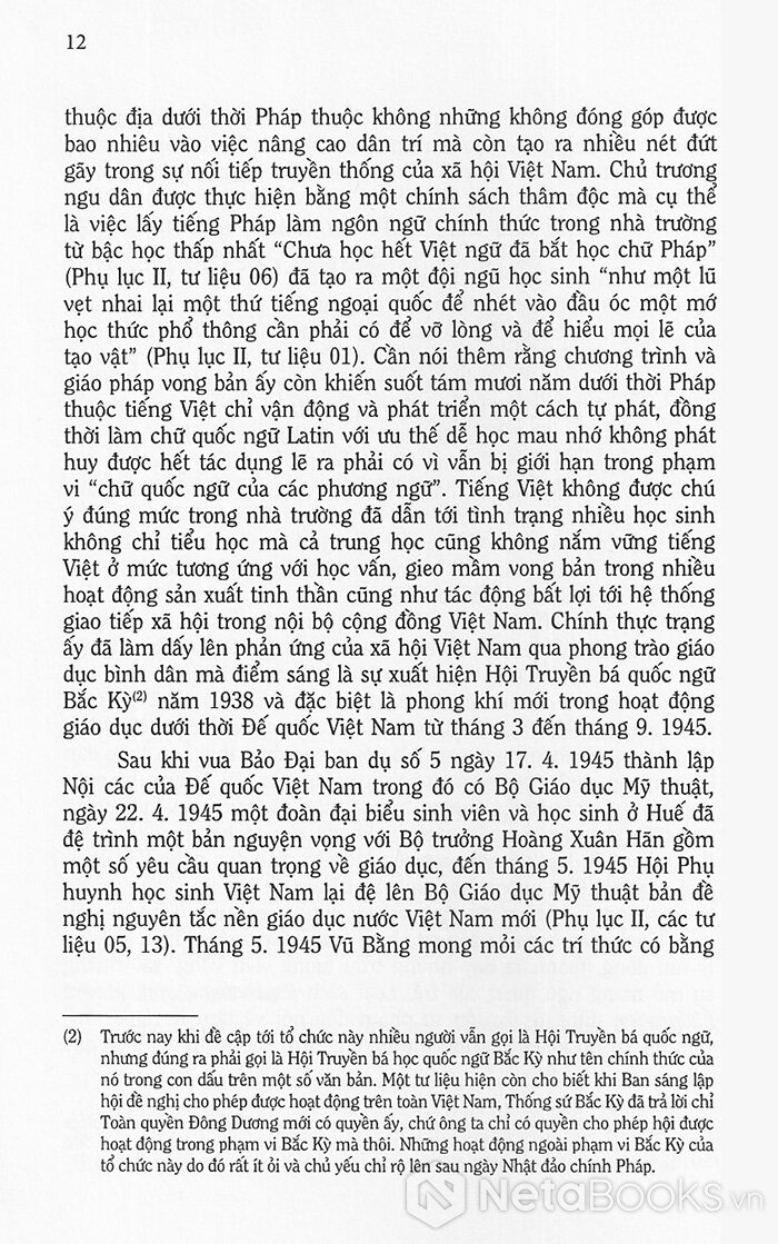 TƯ LIỆU VỀ GIÁO DỤC VIỆT NAM - Từ Tháng 9. 1945 Đến Tháng 12. 1946 (Bìa Cứng)