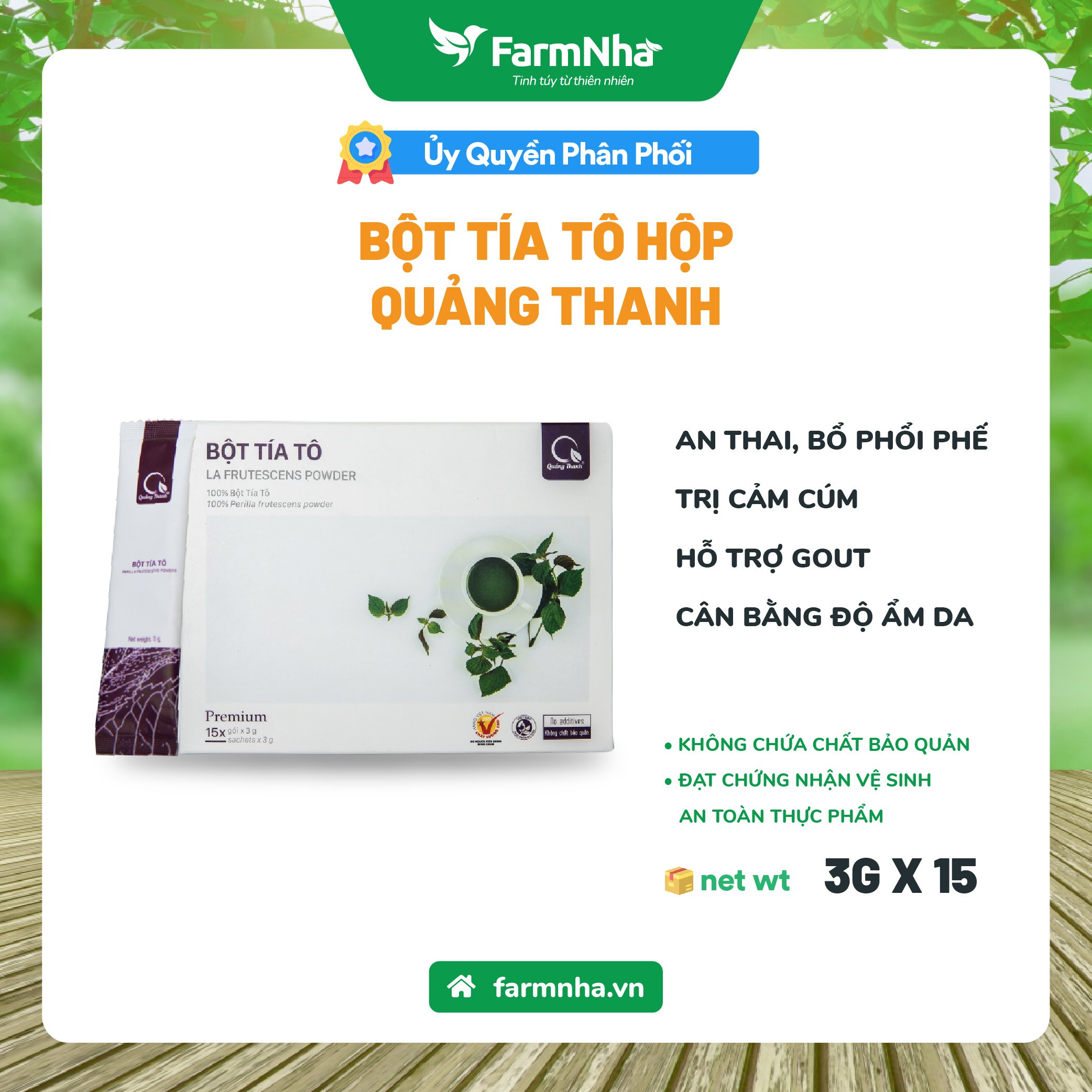 Bột Tía Tô Quảng Thanh 100% Organic chuẩn xuất khẩu FDA Hoa Kỳ - Làm mát, thanh lọc cơ thể, làm đẹp da, detox