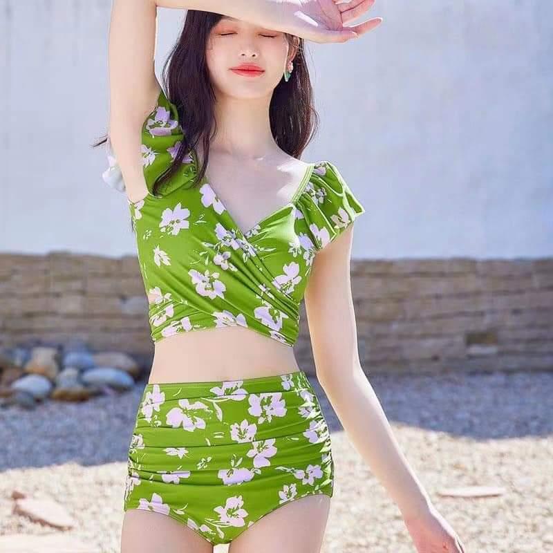Bikini Quần Cạp Cao Kèm Khăn Cao Cấp